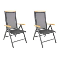 Leslilivingb Klappsessel Monza schwarz Alu-Teak, 70x75x110cm