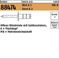 Industrial Quality Supplies Mehrbereichsblindniete A 2/A 2 Flachkopf 6,4