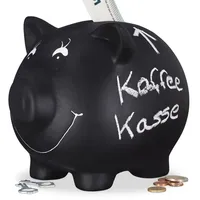 Relaxdays 3 x Sparschwein, zum Beschriften, Schwarz