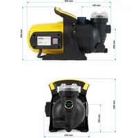 Wiltec Gartenpumpe 1200 W mit Kunststoff-Pumpengehäuse 3800 l/h, Wasserpumpe