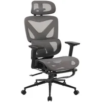 CLP Bürostuhl Reston I Ergonomischer Schreibtischstuhl mit Fußstütze, 3D-Kopfstütze,