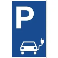 Schilderfabrikation moedel gmbh Parkplatzbeschilderung Parkplatz f.Elektrofahrzeuge L400xB250mm Alu.blau/weiß