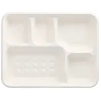 Papstar 25 Menü-Trays, Zuckerrohr "pure" 5-geteilt 3,7 cm x