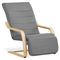 Homestyle4u Relaxsessel mit Fußstütze Schaukelstuhl Grau Holz Natur Fernsehsessel
