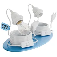 Greate 2x E27 Lampenfassung mit Kabel und Schalter weiß