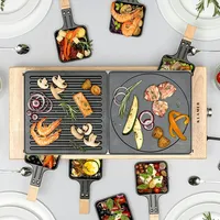 Klamer Raclette 8 Personen, 1500W Grill mit Holzgestell, mit