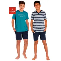 LE JOGGER LE JOGGER, Pyjama in petrol-marine, grau-meliert-marine |