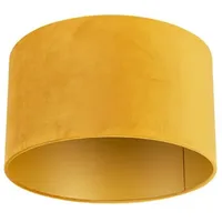 QAZQA Textil Velours gelb 35I35I20 mit Gold I Messingener