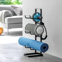 Yamazaki Fitnessgeräte-Ständer für Yogamatte und Faszierolle 3 Ablagen schwarz