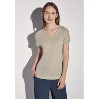 STREET ONE Glitzerndes V-Neck Shirt, - beige,