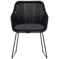 VCM ebuy24 Gartenstuhl Polyrattan mit Kissen schwarz, Grau