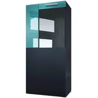 Vladon Vitrine, Petrol, Holzwerkstoff, 50.5x111x32.5 cm, Wohnzimmer, Wohnwände, Vitrinenschränke