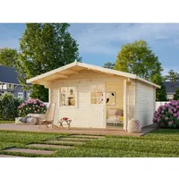 Palmako Gartenhaus Britta 390 x 390 cm Lackiert Hellgrau-Anthrazit