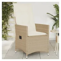 VidaXL Gartensessel mit Kissen Verstellbar Beige Poly Rattan