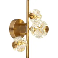 GLOBO Wandleuchte, Wandlampe Wohnzimmerlampe Glas Kristall goldfarben LED L