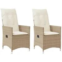 VidaXL Gartensessel mit Kissen 2 Stk. Verstellbar Beige Poly