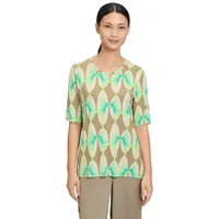Betty Barclay Damen Basic Shirt mit Print 40, Khaki/Green
