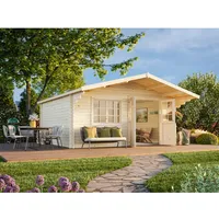 Palmako Gartenhaus Britta 480 x 425 cm Lackiert Hellgrau-Anthrazit