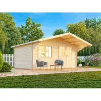 Palmako Gartenhaus Sally 450 x 360 cm Lackiert Dunkelgrau-Weiß