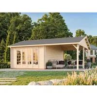 Palmako Gartenhaus Irene 653 x 550 cm Lackiert Hellgrau-Anthrazit