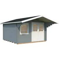 Palmako Gartenhaus Sally 12,3 m2 - 44 mm hellgrau/weiß