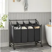 Songmics Wäschekorb mit 4 abnehmbaren Stofftaschen