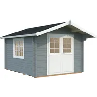 Palmako Gartenhaus Sally 10,2 m2 - 44 mm hellgrau/weiß