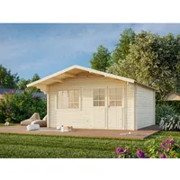 Palmako Gartenhaus Britta 426 x 426 cm Lackiert Grau-Weiß