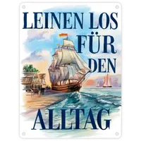 Speecheese Segelschiff verlässt Hafen Metallschild in 15x20 cm -