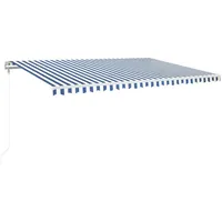VidaXL Markise Automatisch Einziehbar 500x350 cm Blau und Weiß