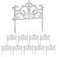 Relaxdays Zierzaun 27 x 16 cm Weiß/Metall