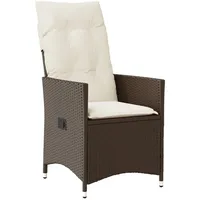 VidaXL Gartensessel Verstellbar mit Kissen Braun Poly Rattan