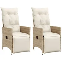 VidaXL Gartensessel mit Kissen 2 Stk. Verstellbar Beige Poly