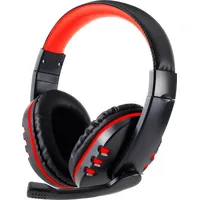 Retoo LED-Gaming-Kopfhörer mit Mikrofon - Schwarz- Rot