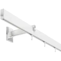 DécoProfi Gardinenstange Innenlauf 1-läufig Set Long rechteckig Weiß/Verchromt I