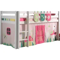 58 aufm Kessel KINDERBETT Karolina 210x114x106 Massivholz Weiß Textilset