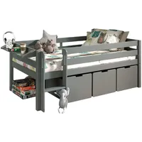 58 aufm Kessel Kojenbett Karolina 208x105x83 Kinderbett Massivholz Grau