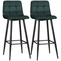 Homcom Barhocker, Bistrohocker mit Fußstütze, Samt-Bezug, Küchenstuhl, Tresenhocker-Set mit