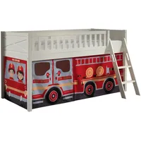 58 aufm Kessel Kinderbett Karyl 208x114x135 Massivholz Weiß Textilset