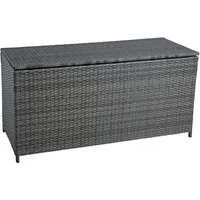 Estexo Polyrattan Auflagenbox Kissenbox Gartenbox 114cm Aufbewahrungsbox Anthrazit-Grau