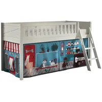 58 aufm Kessel Kinderbett Karyl 208x114x135 Massivholz Weiß Textilset