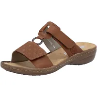 Rieker Pantolette, Sommerschuh, Strandschuh, Klettschuh mit Perforation Rieker cognac