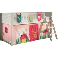 58 aufm Kessel Kinderbett Karyl 208x114x135 Massivholz Weiß Textilset