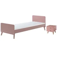 58 aufm Kessel BETT mit Nachtkommode Kamillah aus MDF