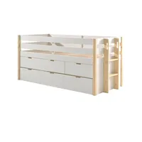 58 aufm Kessel Kojenbett Karissa 219x98x100 Hochbett Massivholz+MDF Weiß/natur