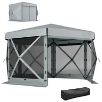 Outsunny Pavillon Hellgrau, Kunststoff, 315x220x360 cm, Sonnen- & Sichtschutz,