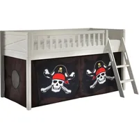 58 aufm Kessel Kinderbett Karyl 208x114x135 Massivholz Weiß Textilset