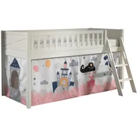 58 aufm Kessel Kinderbett Karyl 208x114x135 Massivholz Weiß Textilset