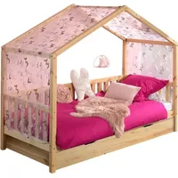 58 aufm Kessel Hausbett mit Textilhimmel Kapua 210x97x170 Massivholz