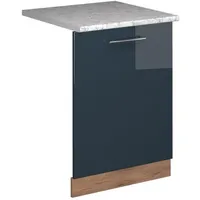 Vicco Geschirrspülblende Fame-Line, Dunkelblau Hochglanz/Goldkraft Eiche, 60 cm, AP